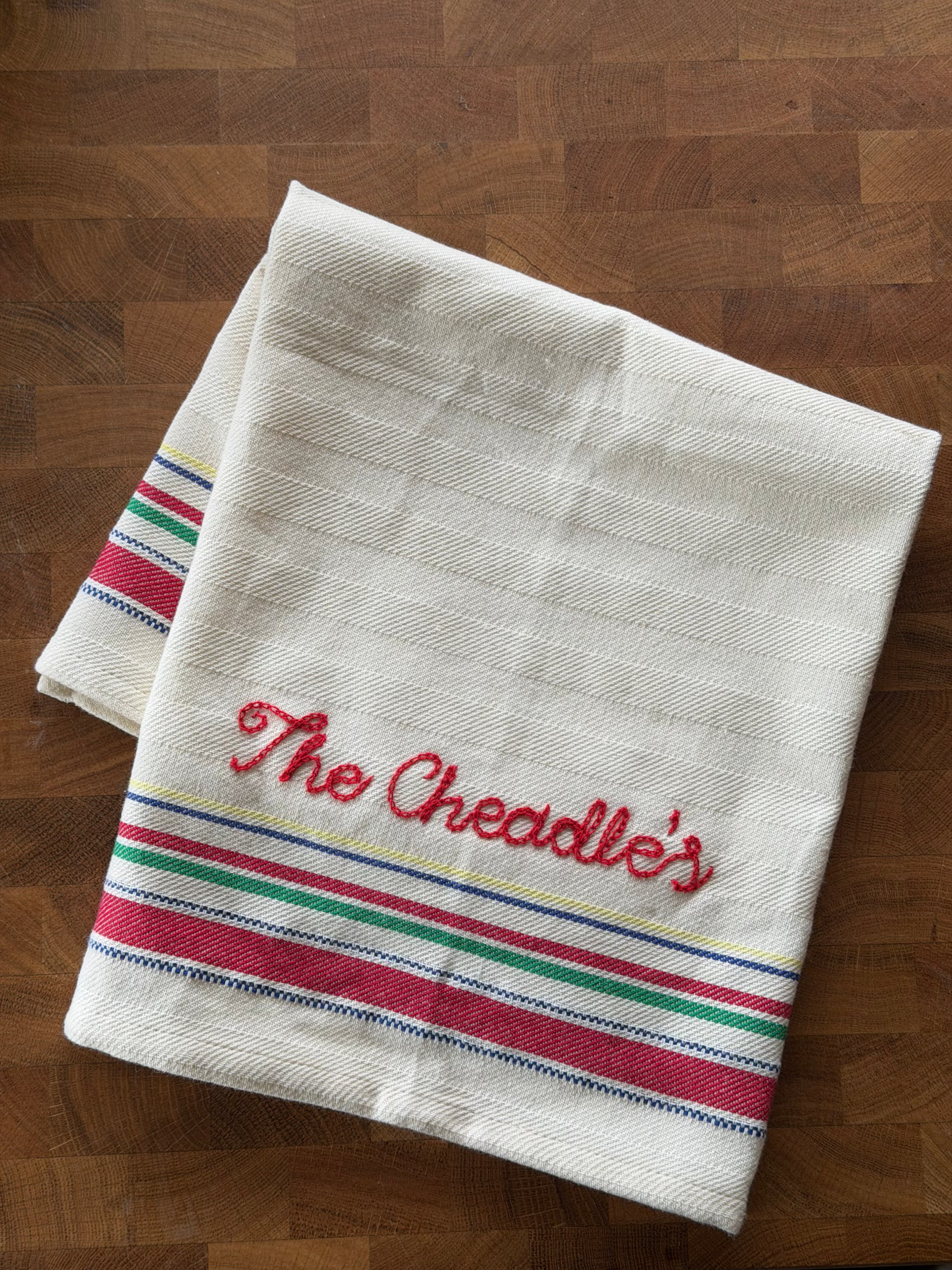 Chainstitched Tea Towel