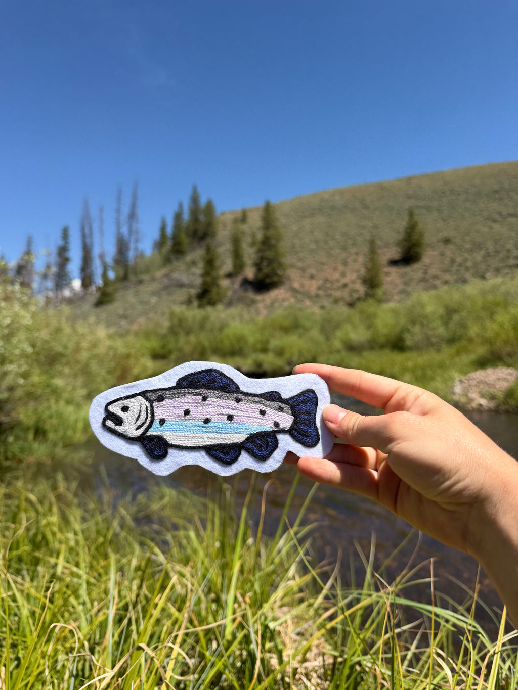 Trout Chainstitched Patch